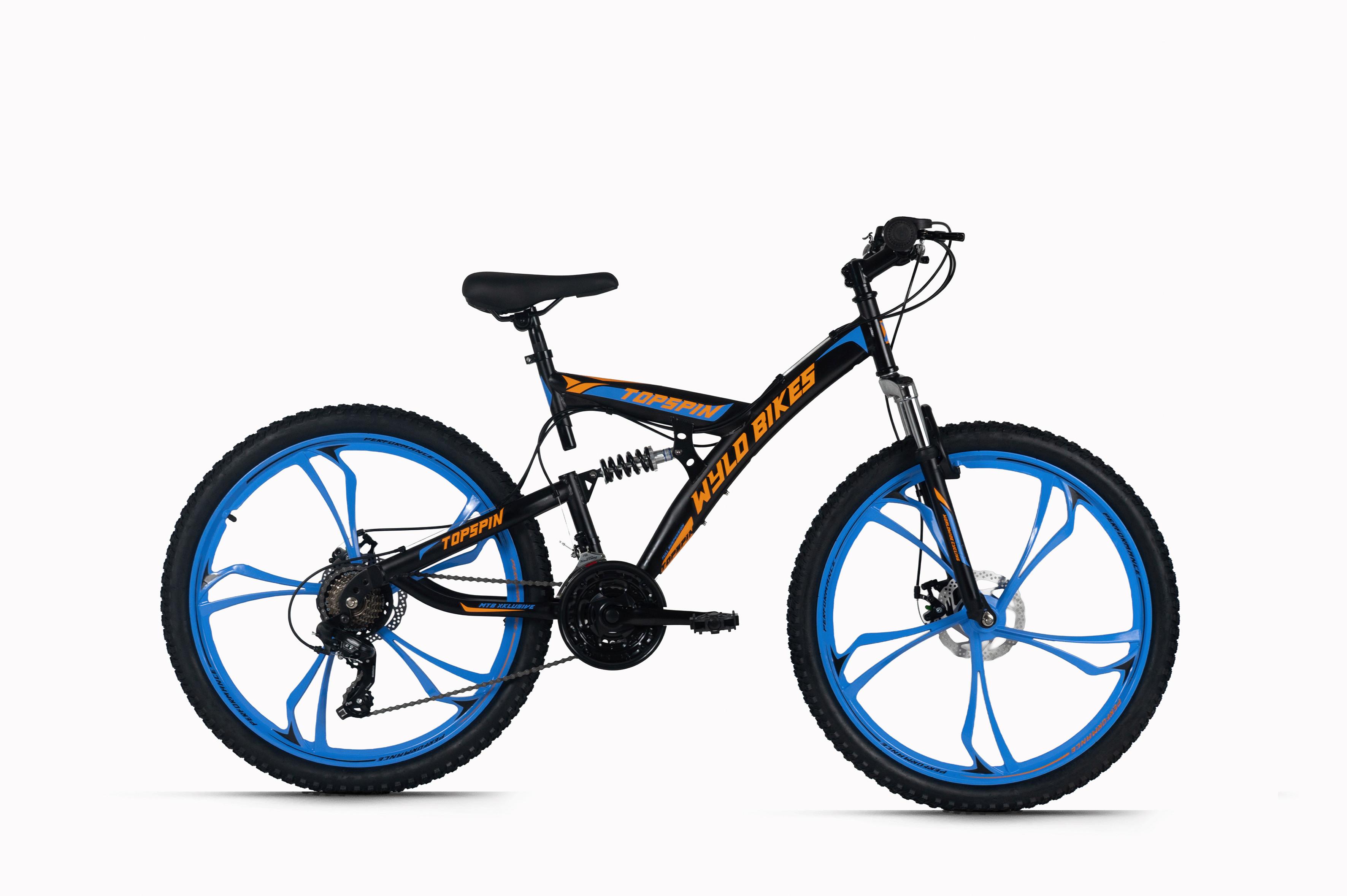 Mountainbike 26'' WYLD Topspin schwarz/blau - Schwarz, MODERN, Metall (25cm)