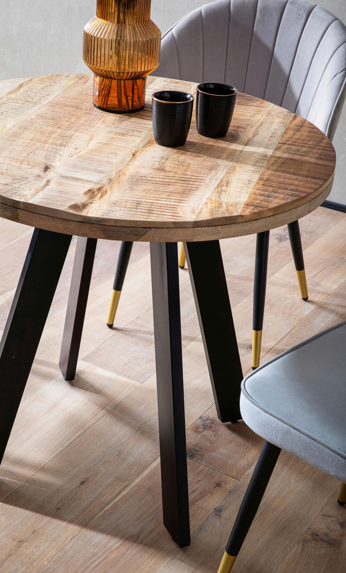 Esstisch Braun L: 80 Cm - Schwarz/Braun, Design, Holz/Metall (80/75cm) - MID.YOU