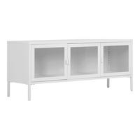 Lowboard Brisbane Weiß B: 130cm - Transparent/Weiß, Design, Glas/Metall (130/40/55cm) - MID.YOU