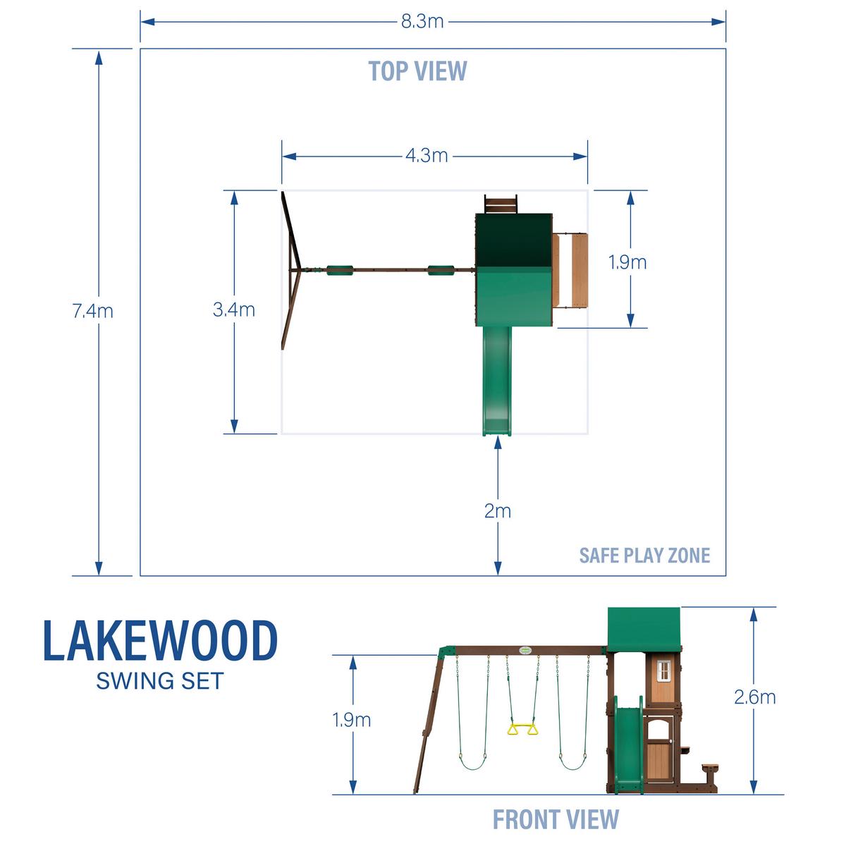 Spielturm Lakewood Braun/grün B: 340 Cm - Braun/Grün, KONVENTIONELL, Holz (340/260/430cm) - Ambia Garden