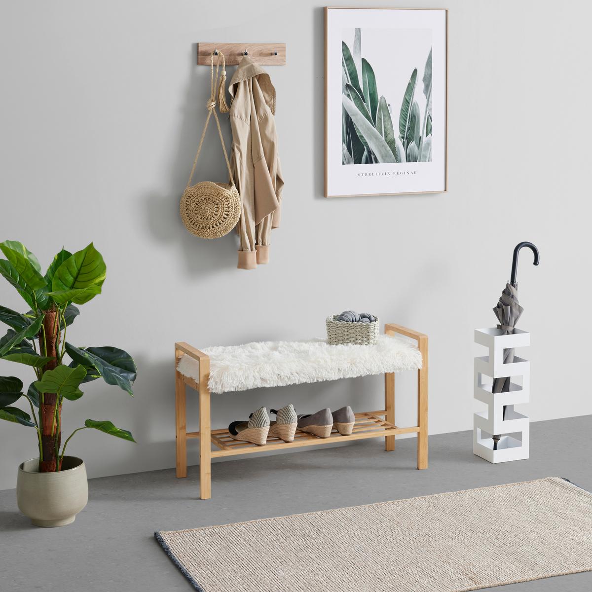 Lavica do predsiene ADUA - biela/prírodná farba, Modern, kompozitné drevo/textil (87/50/30cm) - Mömax