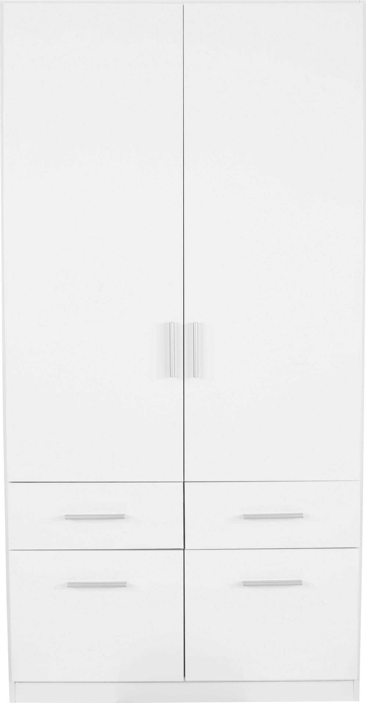 ŠATNÍKOVÁ SKRIŇA CELLE - biela/biela s vysokým leskom, Modern, drevo/plast (91/197/54cm)