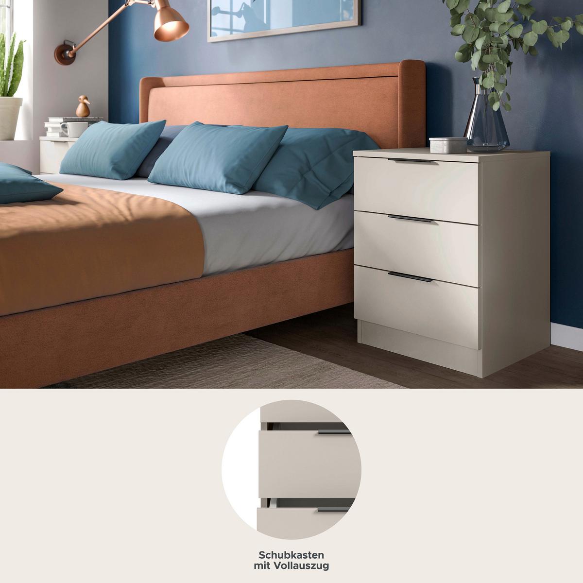 NACHTKÄSTCHENSET Kopenhagen Kaschmir 2-teilig - Kaschmir/Schwarz, MODERN, Holzwerkstoff (45/60/40cm) - Livetastic