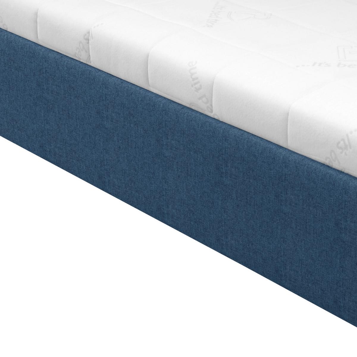 Manželská postel STILO 140x200, tmavě modrá - bílá/barvy chromu, dřevo/textil (140/200cm)