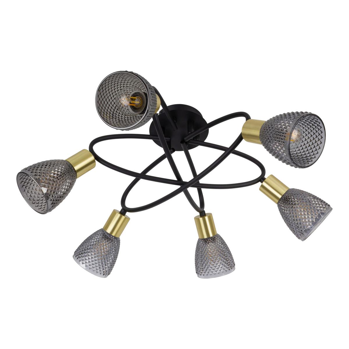 Deckenstrahler Exkl. 6xe14, 40w - Schwarz, LIFESTYLE, Glas/Metall (59/26cm) - Näve