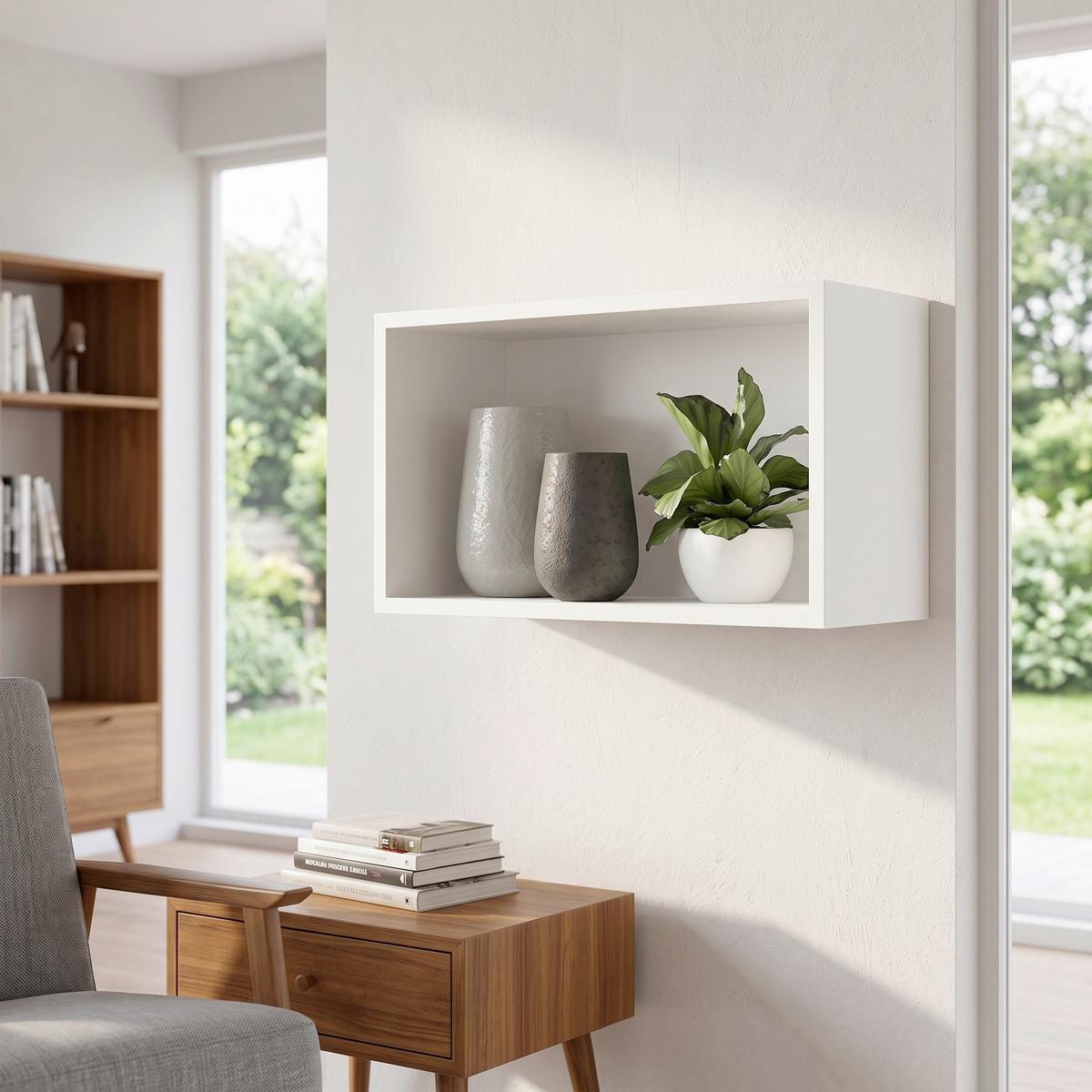 Regál Arila š: 50 cm, bílá - bílá, Moderní, kompozitní dřevo (50/30/28cm) - MID.YOU