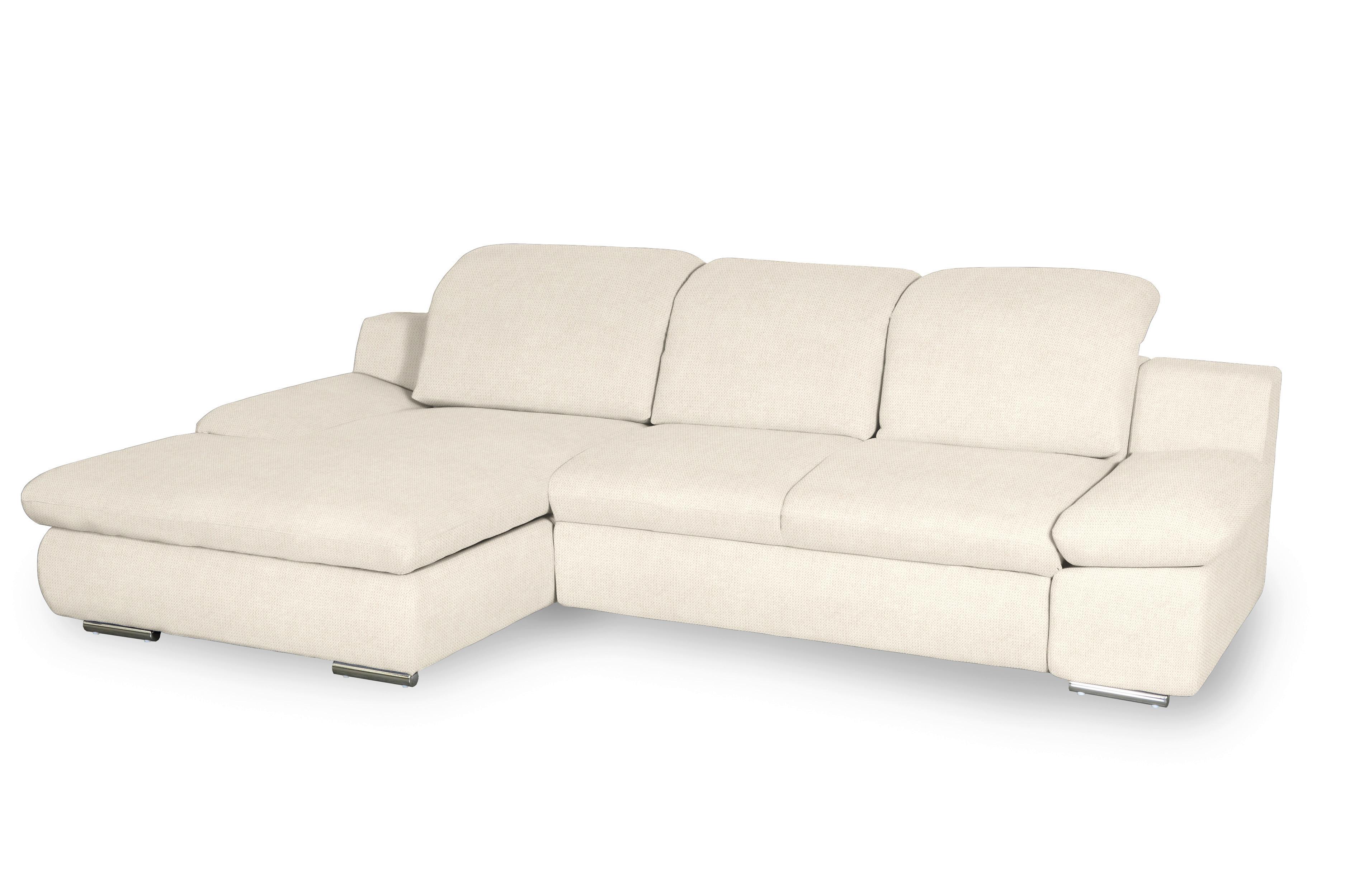 Ecksofa Isona Creme Chenille - Chromfarben/Creme, Design, Textil (165/286cm) - Livetastic