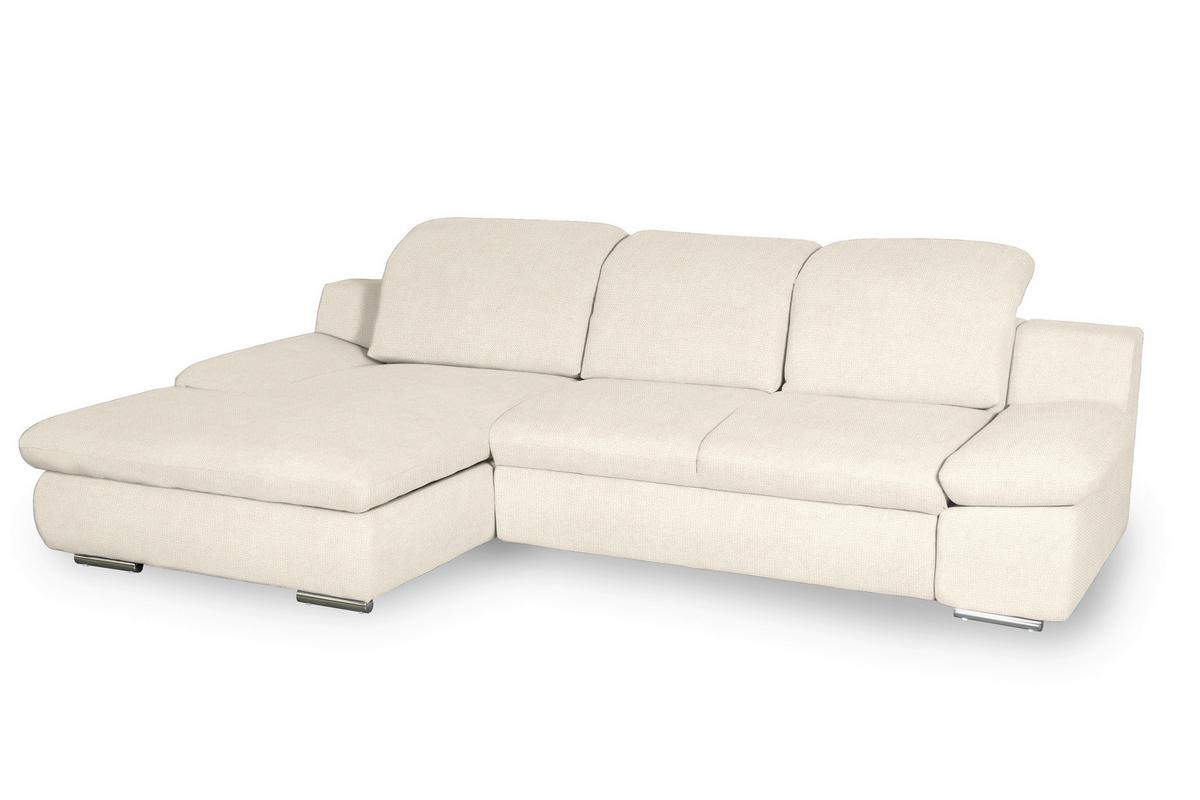 Ecksofa Isona Creme Chenille - Chromfarben/Creme, Design, Textil (165/286cm) - Livetastic