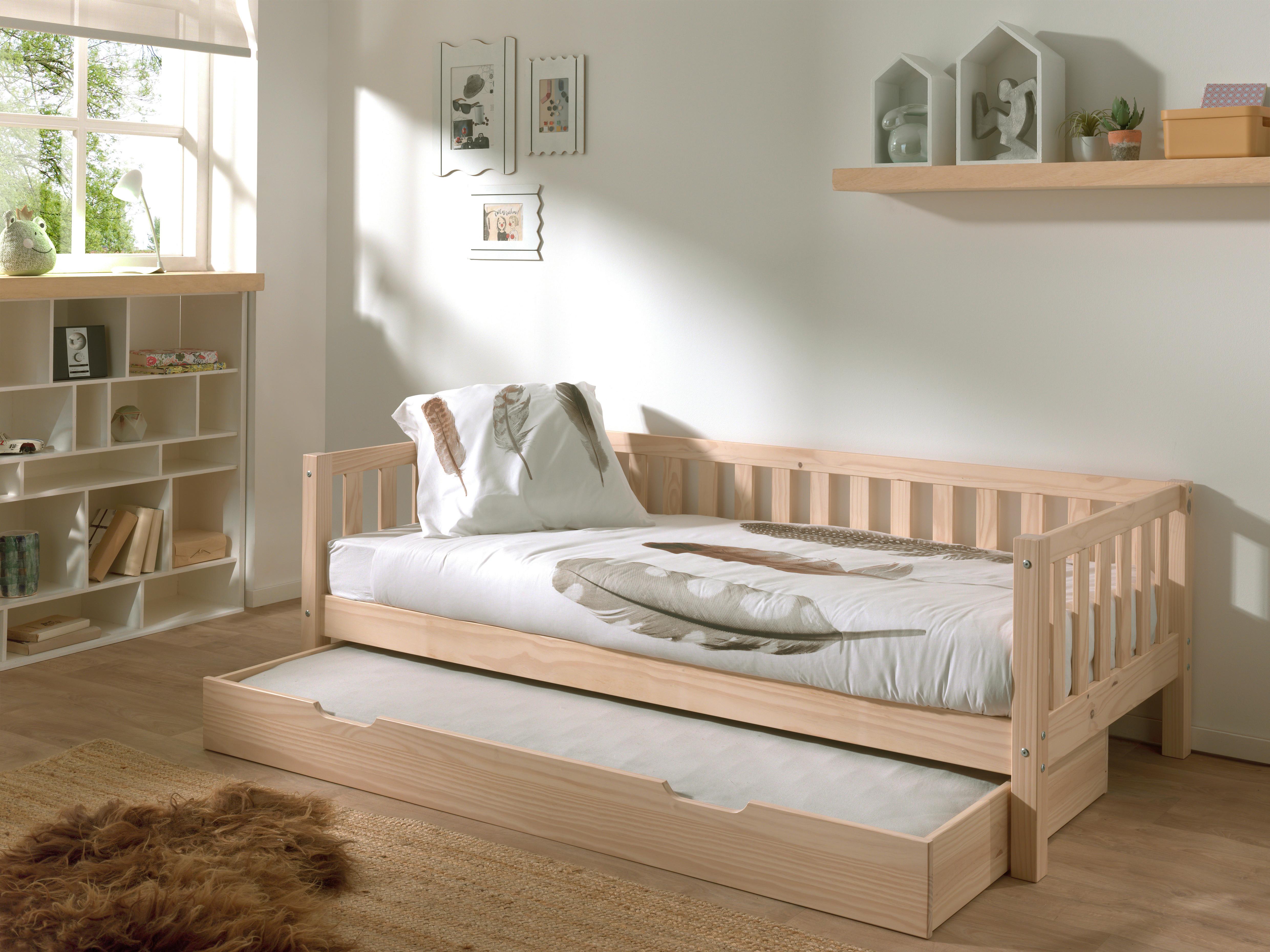 Ausziehbett Fritz Kieferfarben 90x200cm - Kieferfarben, MODERN, Holz/Holzwerkstoff (90/200cm) - MID.YOU