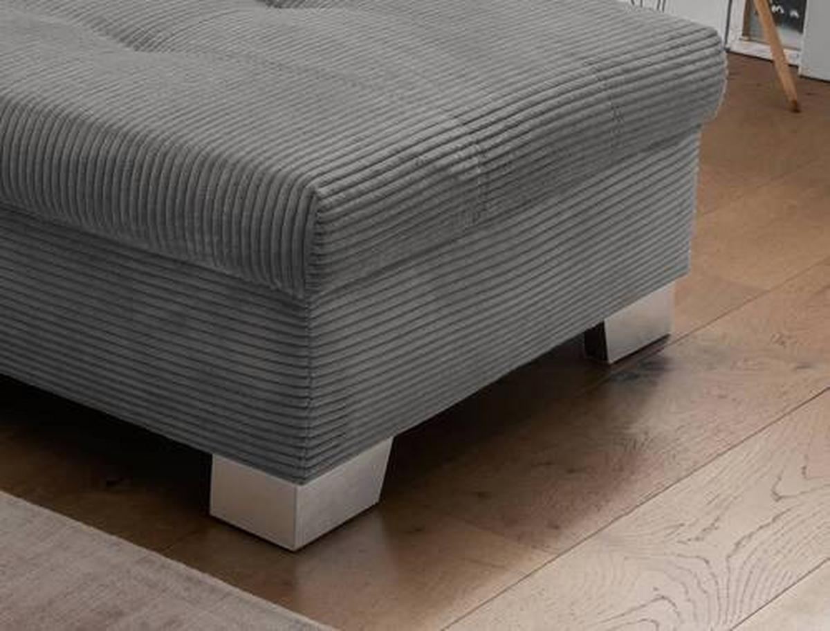 Ecksofa mit Schlaffunktion Flora Grau Cord - Silberfarben/Grau, Design, Textil (250/190cm) - MID.YOU