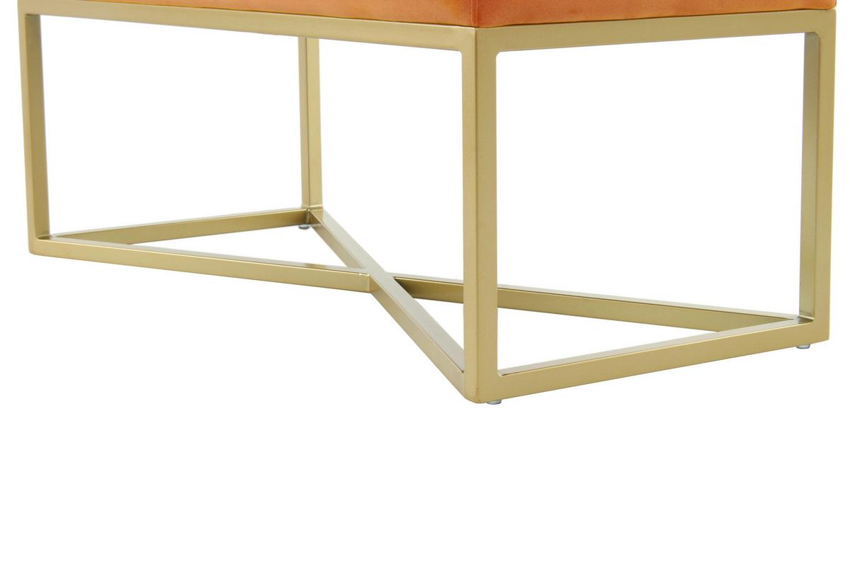 Lavica DIAZ - oranžová/zlatá, Design, kov/kompozitné drevo (40/40/90cm) - MID.YOU