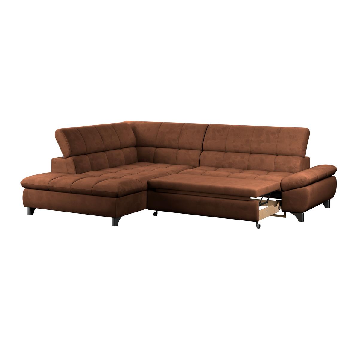 Ecksofa Gemini Cognac, B: 234cm - Chromfarben/Cognac, KONVENTIONELL, Textil (234/312cm)