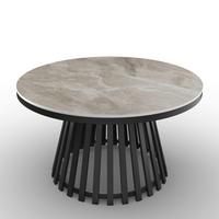 Konferenční stolek Pela, vzhled kamene - šedá/černá, Moderní, kov/kompozitní dřevo (90/45cm) - Bessagi Home