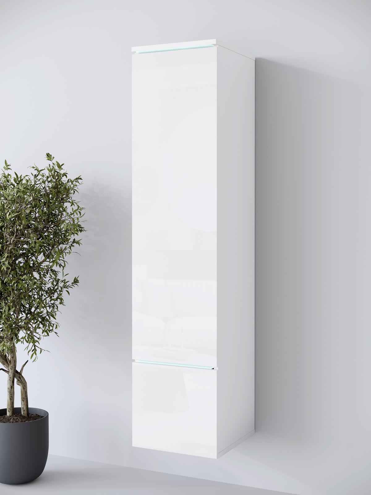 Hochschrank Vera Weiß Hg B: 30cm - Weiß Hochglanz/Weiß, Design, Holzwerkstoff (30/130/33cm) - Livetastic