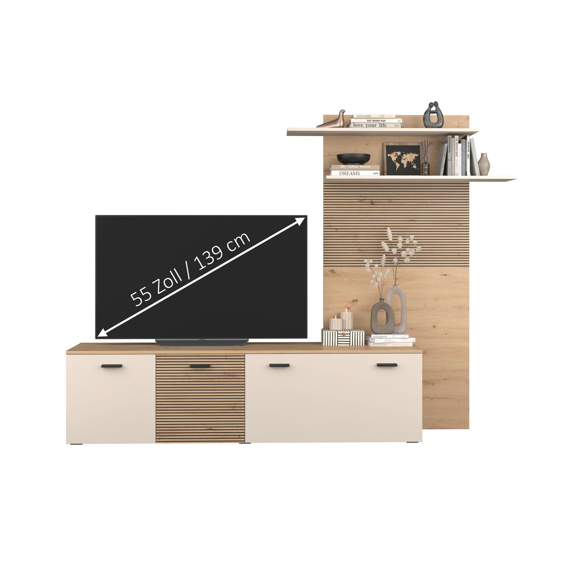 OBÝVACIA STENA FREE - čierna/kašmírová, Modern, kompozitné drevo/plast (212/172/40cm)