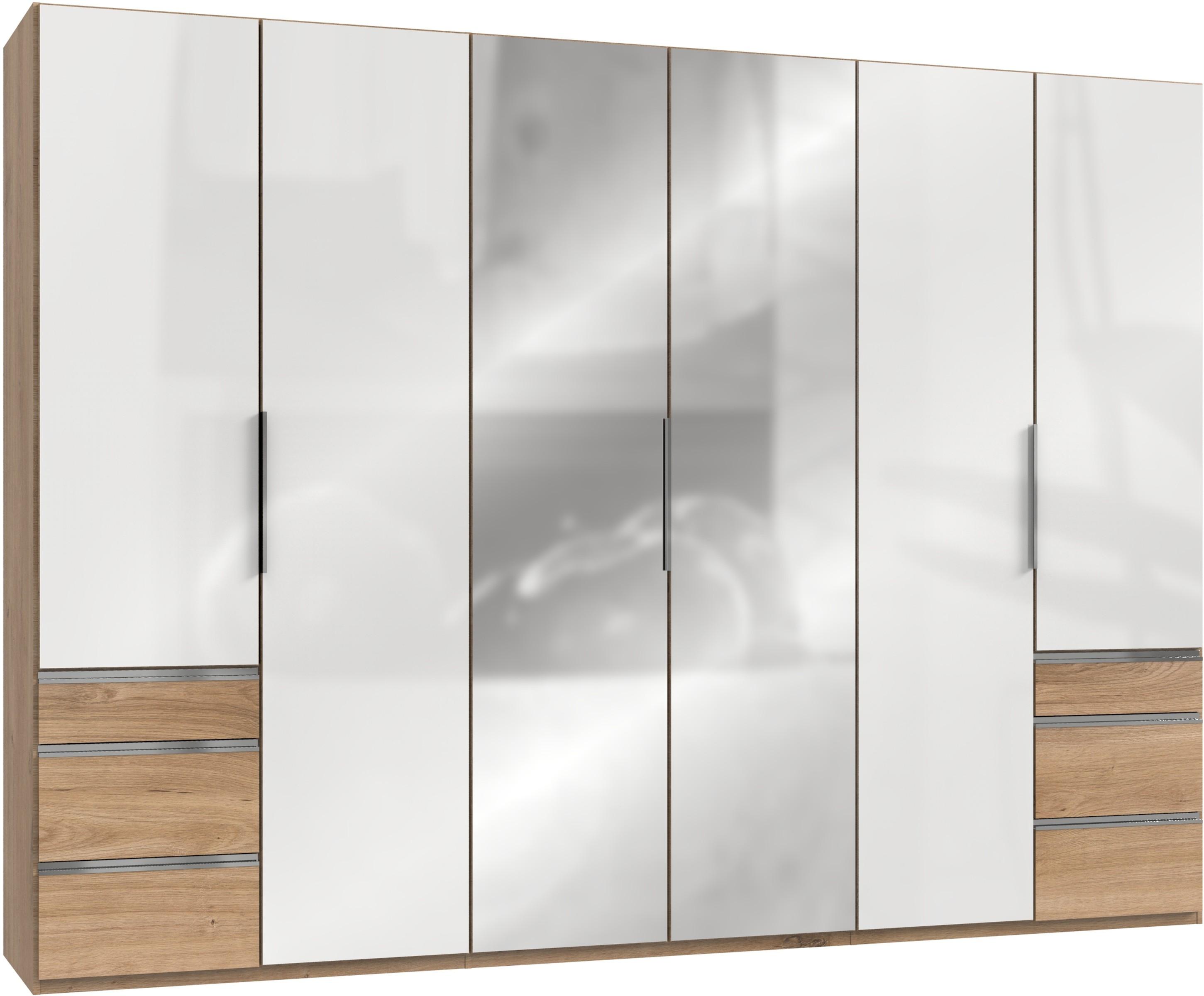 Drehtürenschrank 300cm Level, Weiß/eiche Dekor - Eichefarben/Weiß, MODERN, Glas/Holzwerkstoff (300/216/58cm) - MID.YOU