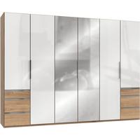 Drehtürenschrank 300cm Level, Weiß/eiche Dekor - Eichefarben/Weiß, MODERN, Glas/Holzwerkstoff (300/216/58cm) - MID.YOU