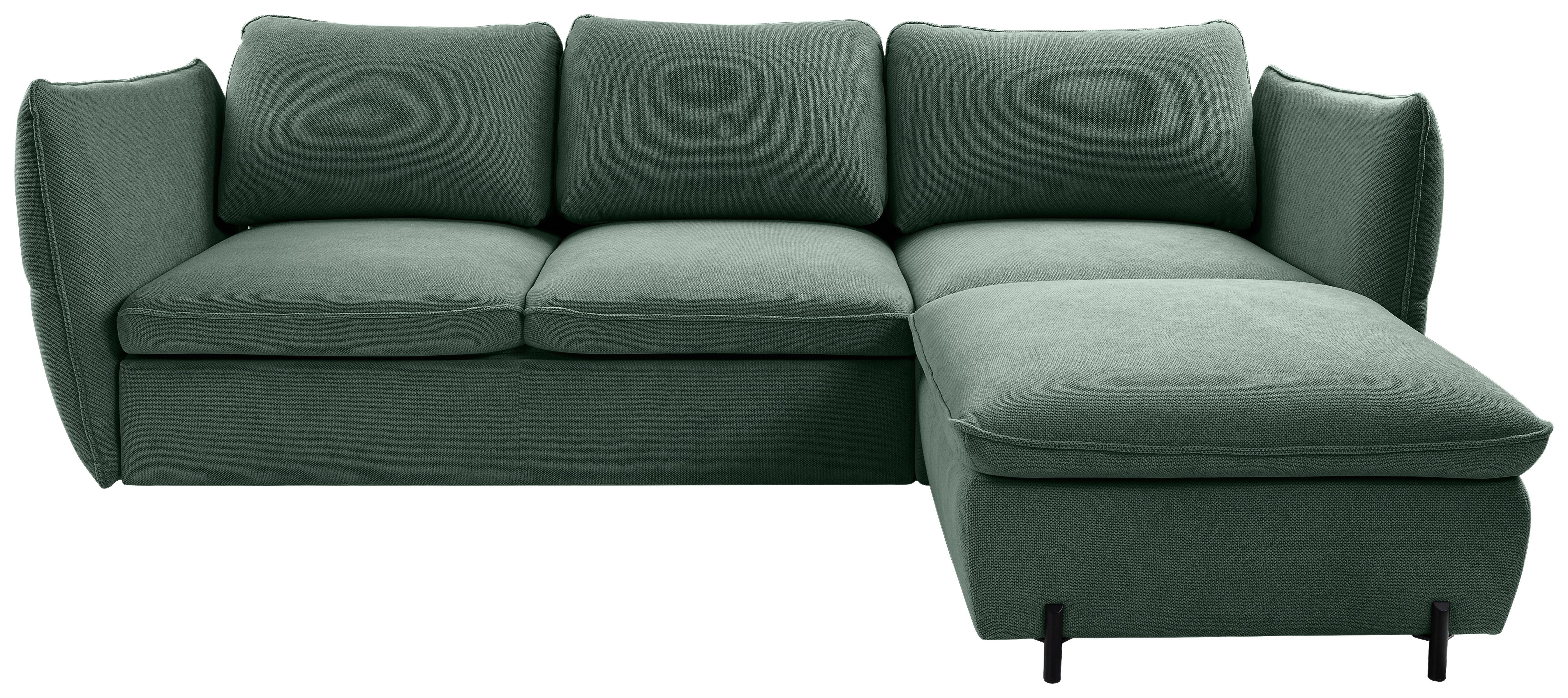 Ecksofa Baloo, Grün S: 262x178 cm - Schwarz/Grün, MODERN, Textil (262/178cm) - MID.YOU