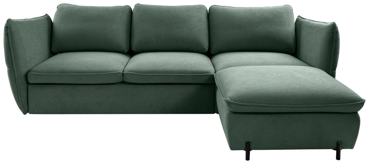 Ecksofa Baloo, Grün S: 262x178 cm - Schwarz/Grün, MODERN, Textil (262/178cm) - MID.YOU