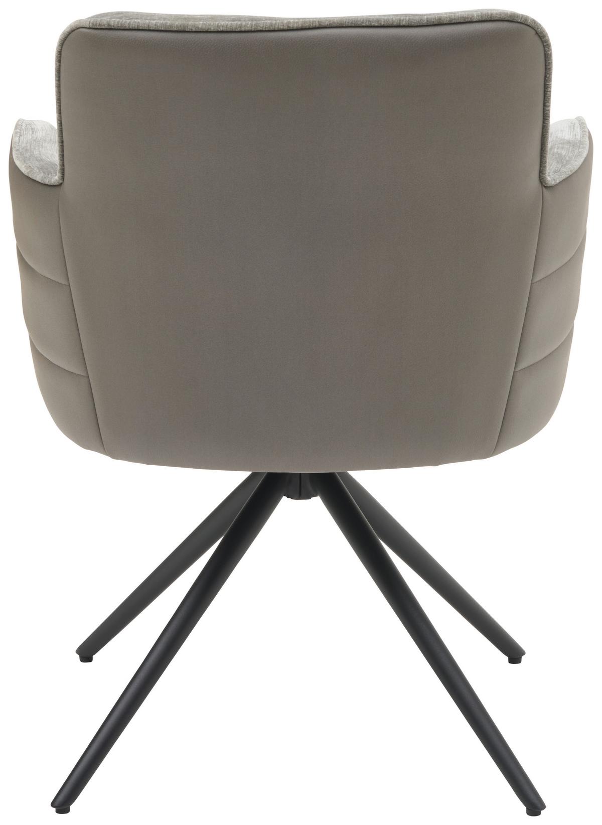 Armlehnstuhl Mia Webstoff Grau, B: 58 cm - Schwarz/Grau, KONVENTIONELL, Textil/Metall (58/82/64cm) - MID.YOU