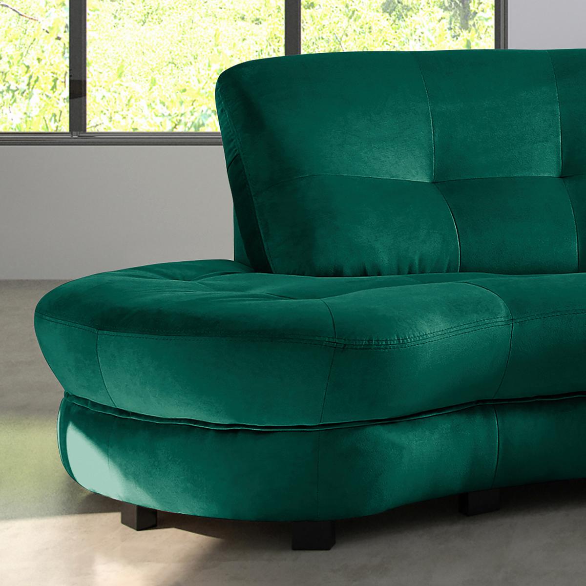 Ecksofa Bretania Dunkelgrün, S: 113x300 cm - Dunkelgrün/Schwarz, Design, Textil (113/300cm) - Livetastic