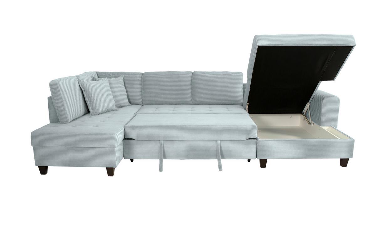 Wohnlandschaft Moritz Graugrün U-Form:178x324x155 Cm - Graugrün, Trend, Textil (178/324/155cm)