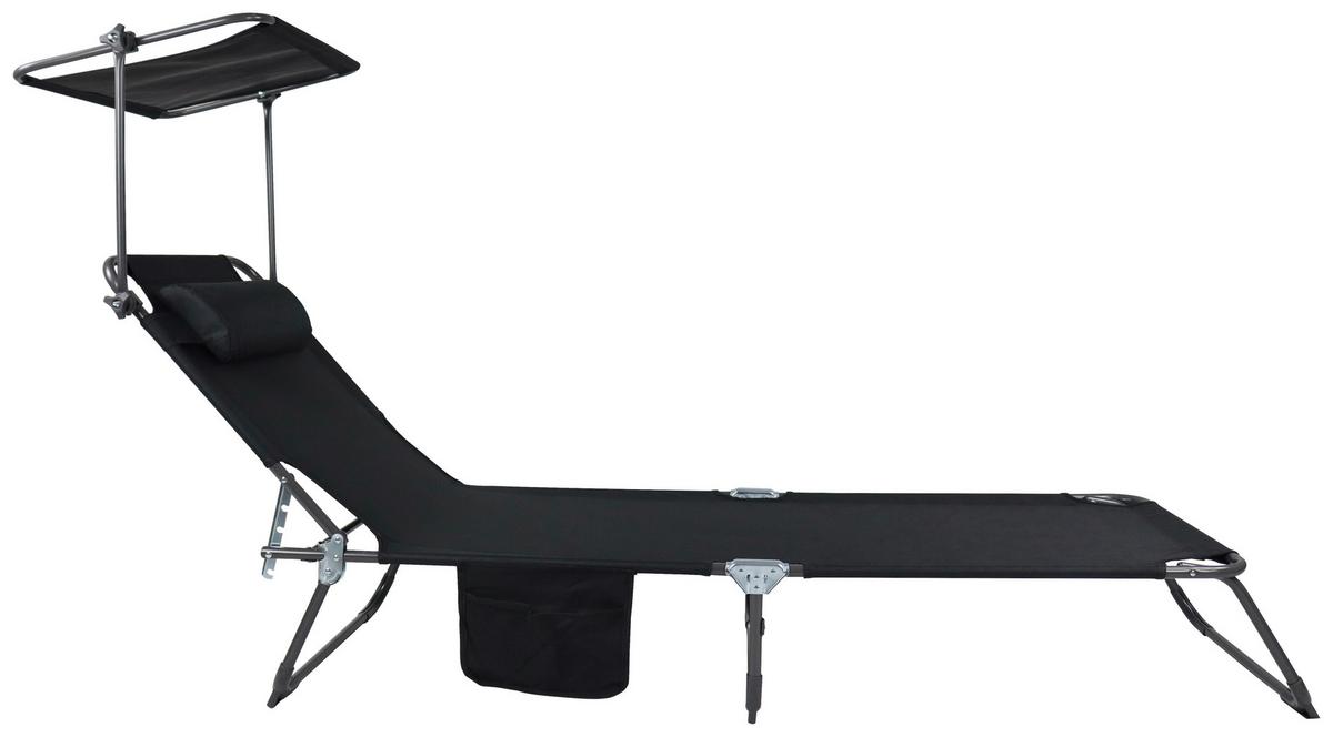 Gartenliege Bindox L Anthrazit /Schwarz verstellbares Dach - Anthrazit/Schwarz, MODERN, Kunststoff/Textil (55/24/185cm) - Ambia Garden