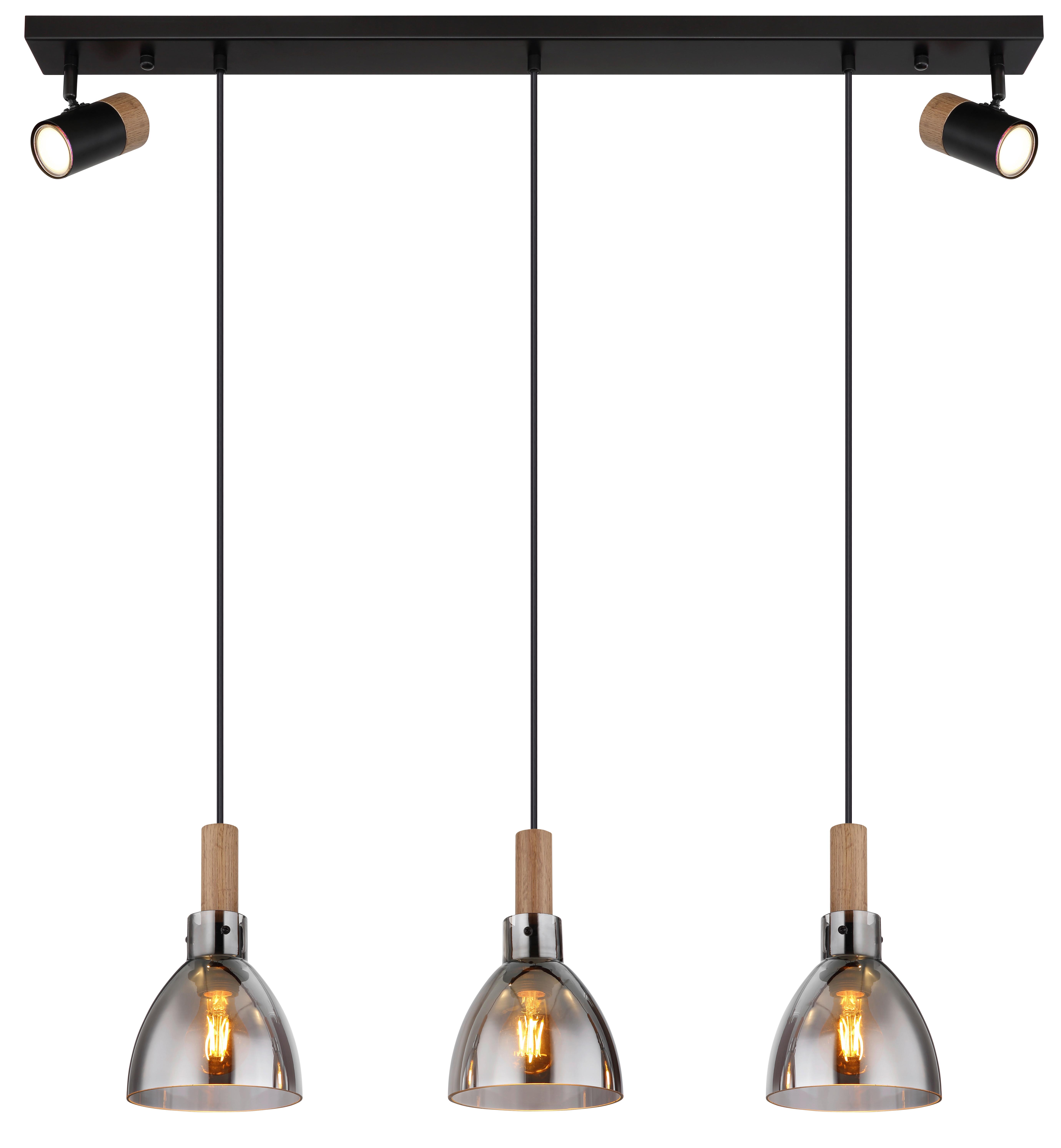 Hängeleuchte 15550-3h - Schwarz, Design, Glas/Holzwerkstoff (97/16/120cm) - Globo