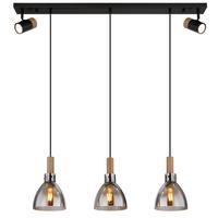 Hängeleuchte 15550-3h - Schwarz, Design, Glas/Holzwerkstoff (97/16/120cm) - Globo