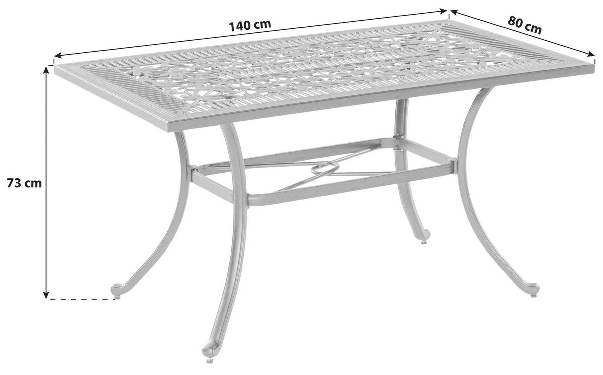 Gartentisch Aluminium L 140cm - Schwarz, KONVENTIONELL, Metall (140/80/73cm) - Gardenson