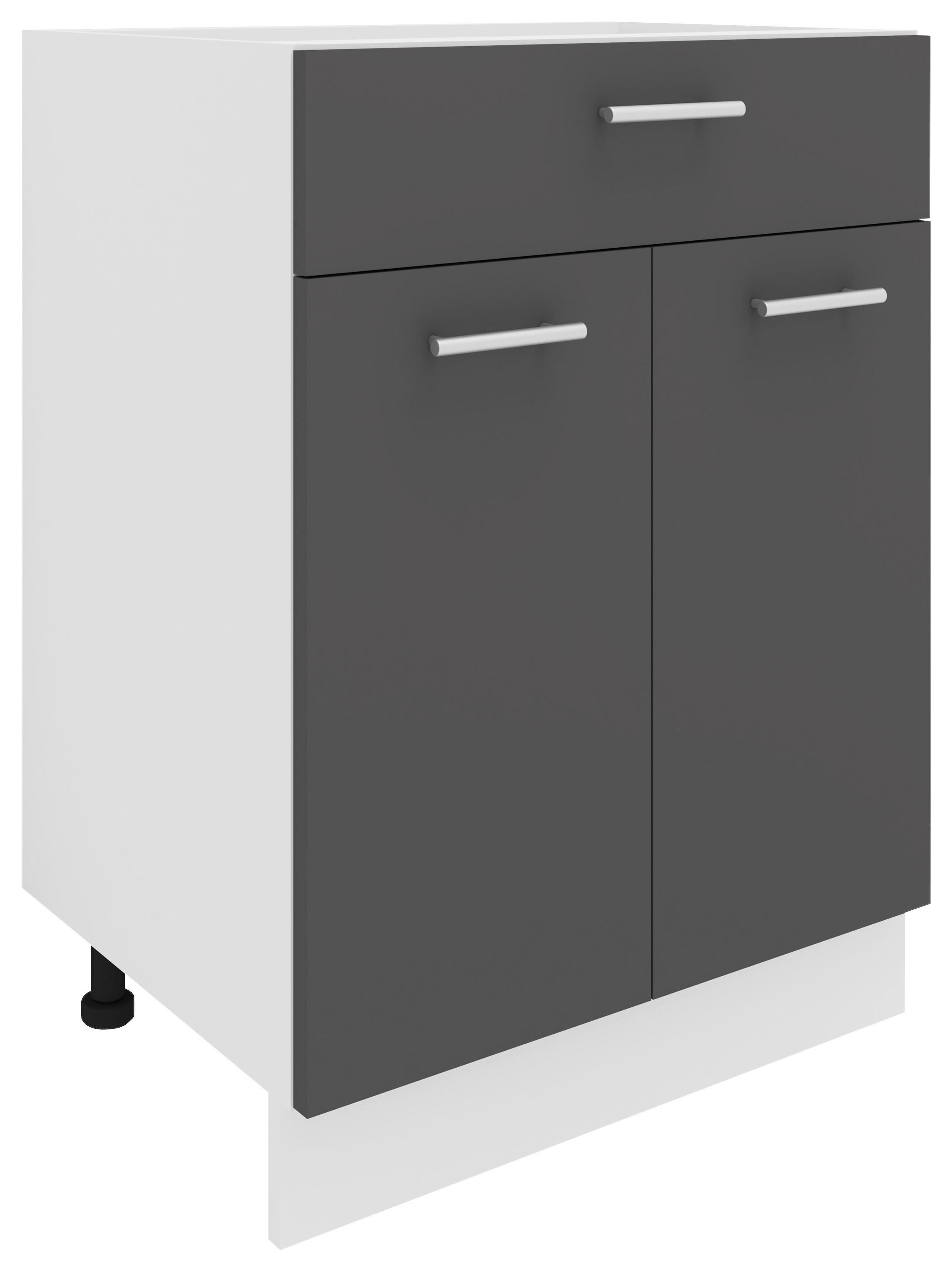 Küchenunterschrank Esilo B: 60 cm Anthrazit/Weiß - Anthrazit/Weiß, KONVENTIONELL, Holzwerkstoff (60/82/46cm) - MID.YOU