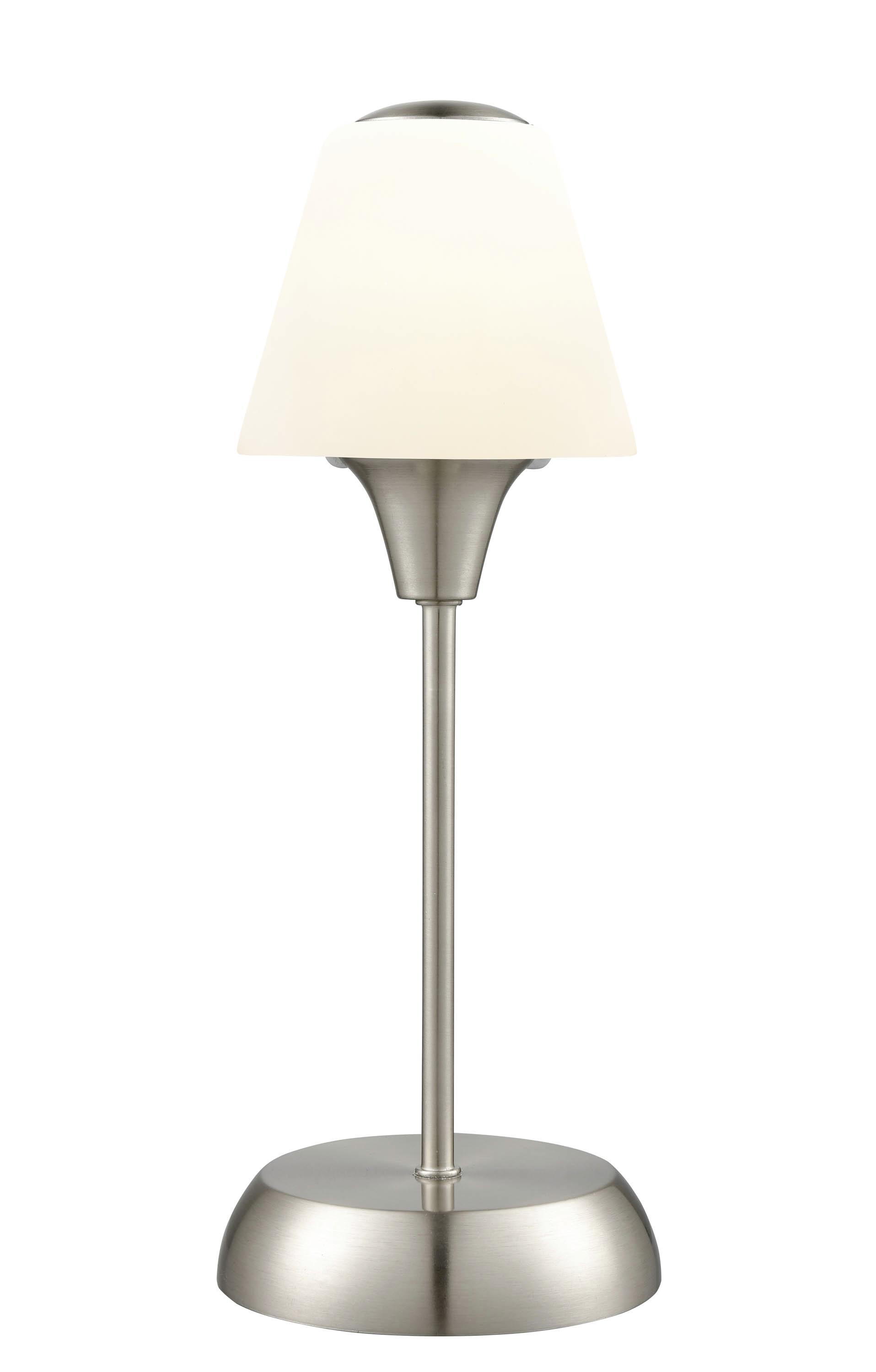 Tischlampe Elena Nickelfarben/ Milchglas mit Touchfunktion - Weiß/Nickelfarben, ROMANTIK / LANDHAUS, Glas/Metall (13/34cm) - James Wood