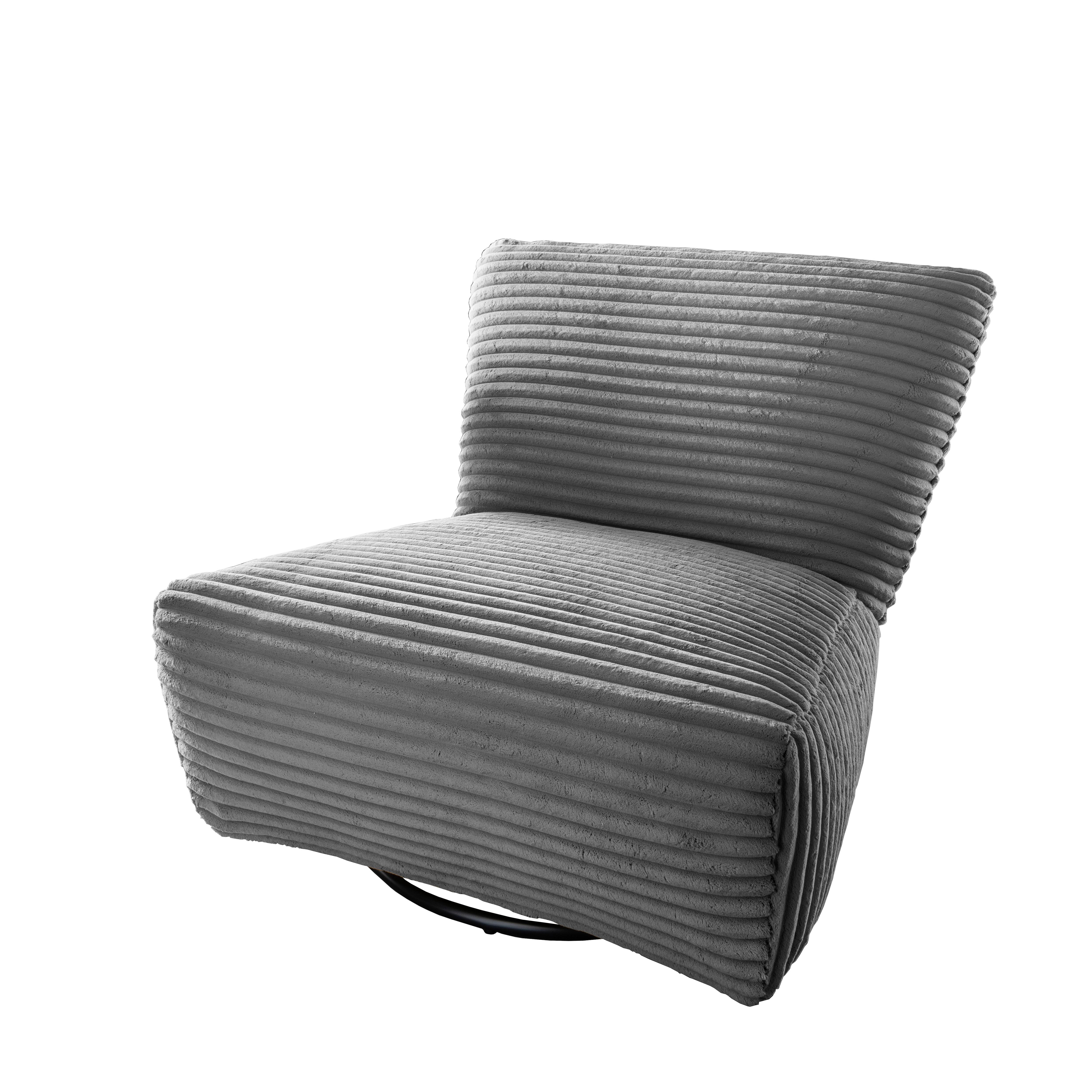 XXL-Sessel Cremallo Grau 360° drehbar, B: 95 cm - Schwarz/Grau, Trend, Textil (95/77/94cm) - Livetastic