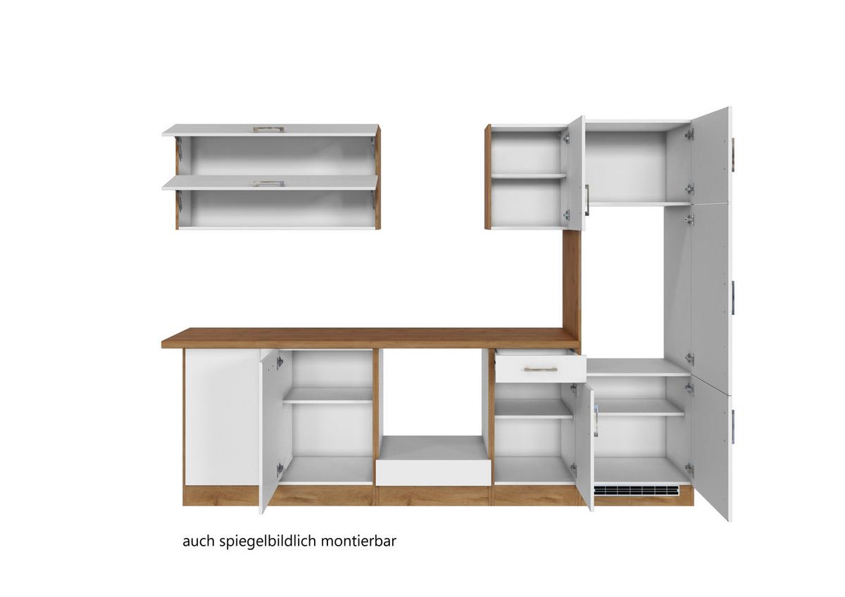 Eckküche Winkelblock ohne Geräte 210x270 cm Weiß - Eichefarben/Weiß, MODERN, Holzwerkstoff (210/270cm) - Held
