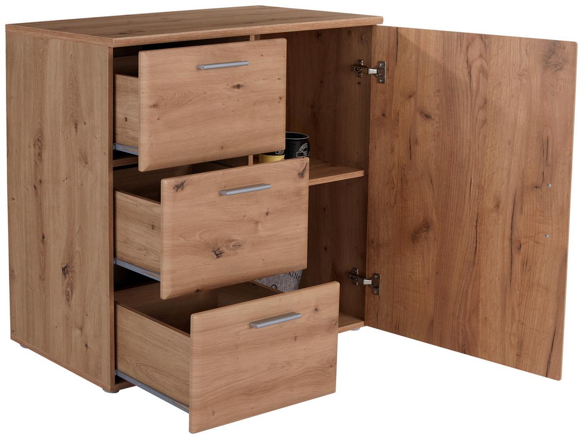 Komód Lissi New 100/90 Cm - tölgyfa, Modern, faalapú anyag (100/90/42cm)
