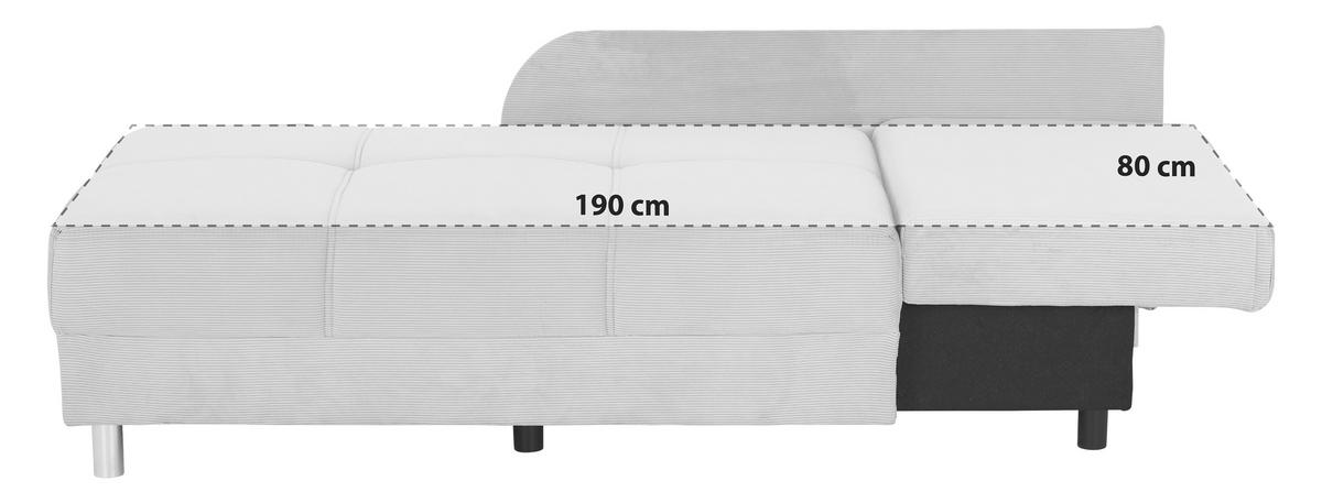 Schlafsessel Nova Hellgrau 145x66-82x82 cm - Hellgrau/Alufarben, Basics, Holz/Textil (145/66-82/82cm) - Ondega