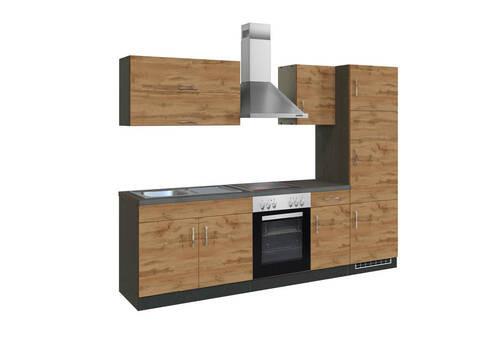 Küchenzeile Sorrento Mit Geräten B: 270 cm Eichefarben - Schieferfarben/Eiche Wotan, MODERN, Holzwerkstoff (270cm) - Held