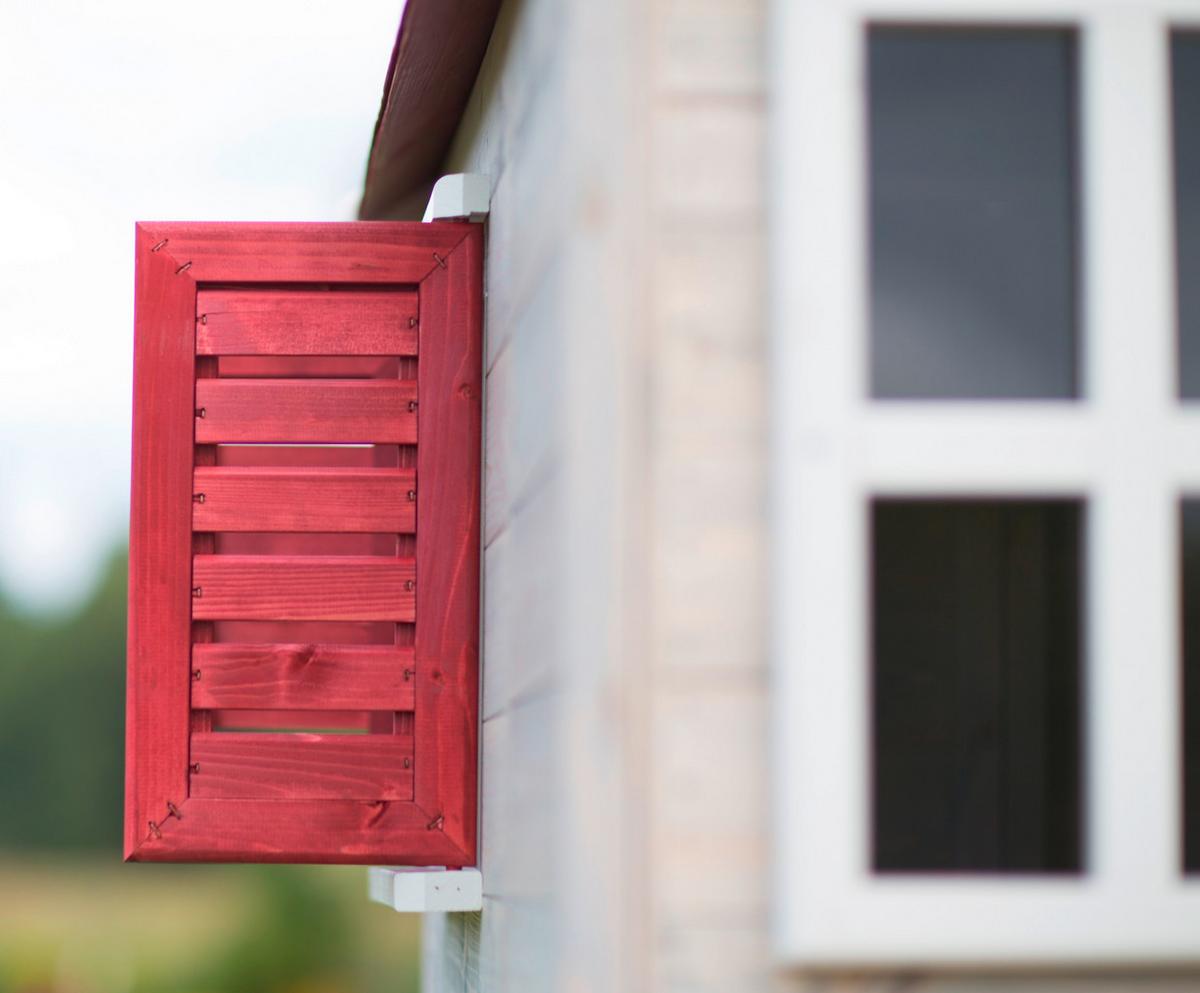 Spielhaus Zebra Naturfarben/rot, B: 350 Cm - Rot/Naturfarben, KONVENTIONELL, Holz (350/242/192cm)