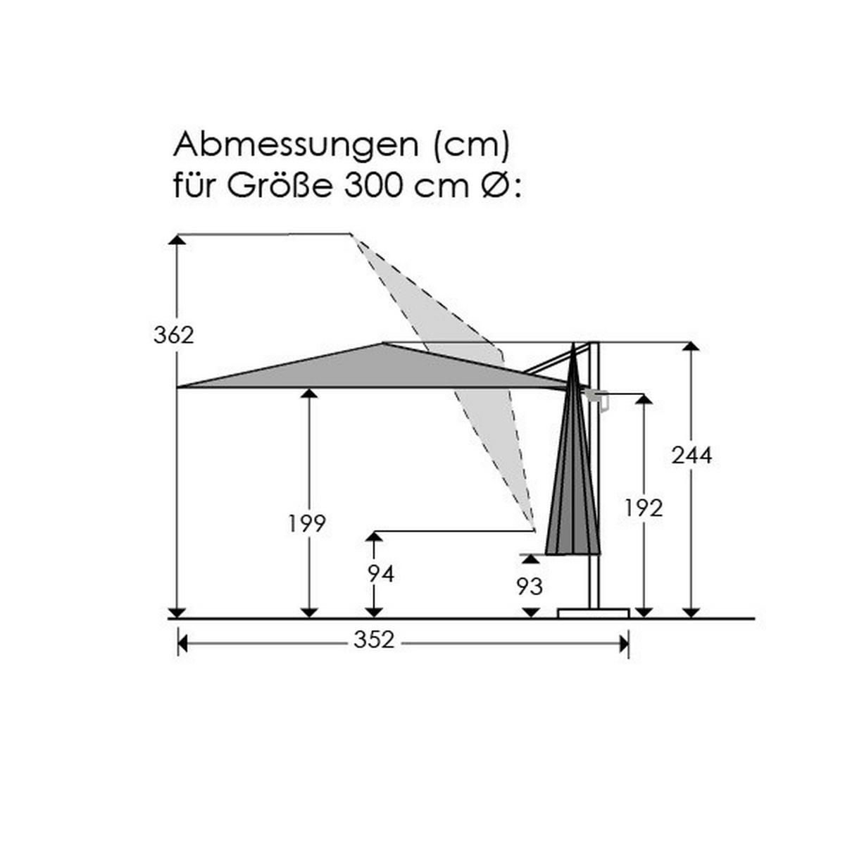 Ampelschirm Rhodos Junior BxHxT: 352x244x300 cm Anthrazit - Anthrazit, Basics, Textil/Metall (352/244/300cm) - Schneider