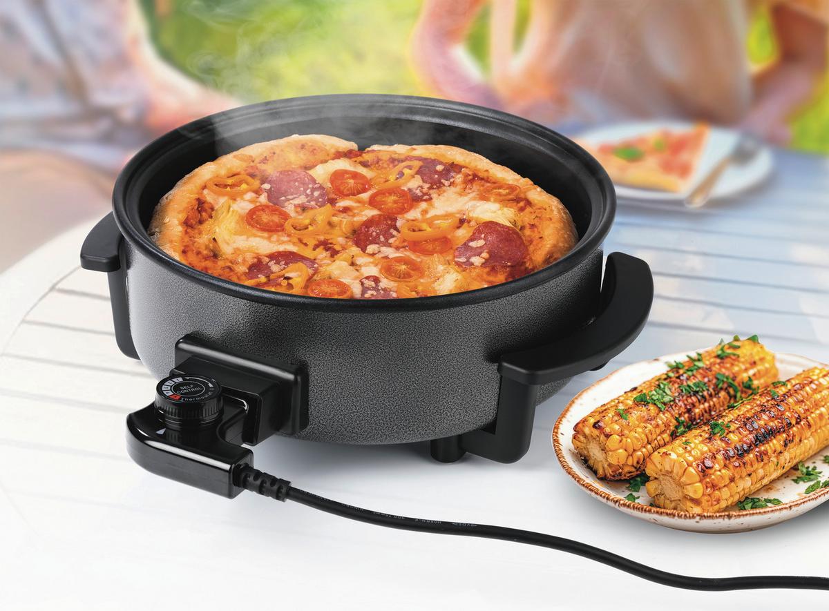 ELEKTRISCHE PFANNE 1500W, Bis 220C - Schwarz, Basics, Glas/Kunststoff (34/18/32cm) - GOURMETMAXX