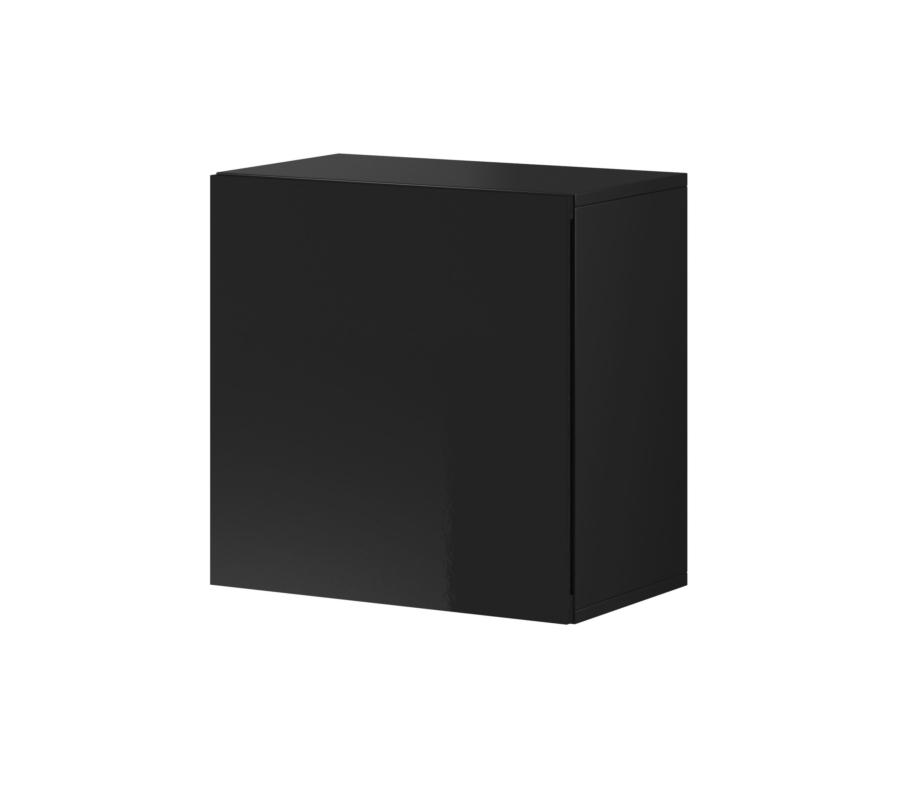 Vitrine Wandschrank Vivien 05 - Schwarz Hochglanz/Schwarz, Design, Holzwerkstoff (50/50/30cm) - Livetastic