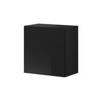 Vitrine Wandschrank Vivien 05 - Schwarz Hochglanz/Schwarz, Design, Holzwerkstoff (50/50/30cm) - Livetastic