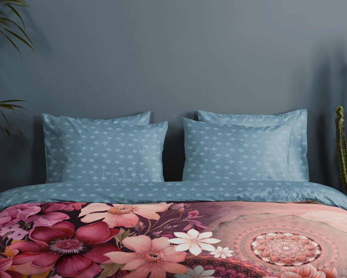 BETTWÄSCHE ASHER - Blau/Bordeaux, Design, Textil (140/200cm)