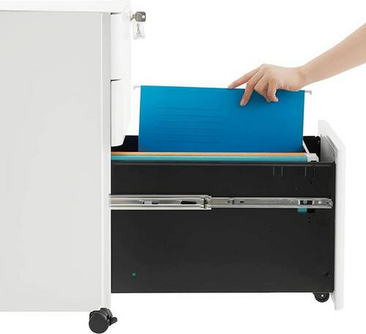 Rollcontainer Metall Weiß Abschließbar 30x59,2x46 Cm - Weiß, Basics, Kunststoff/Metall (30/59,2/46cm) - Boxxx
