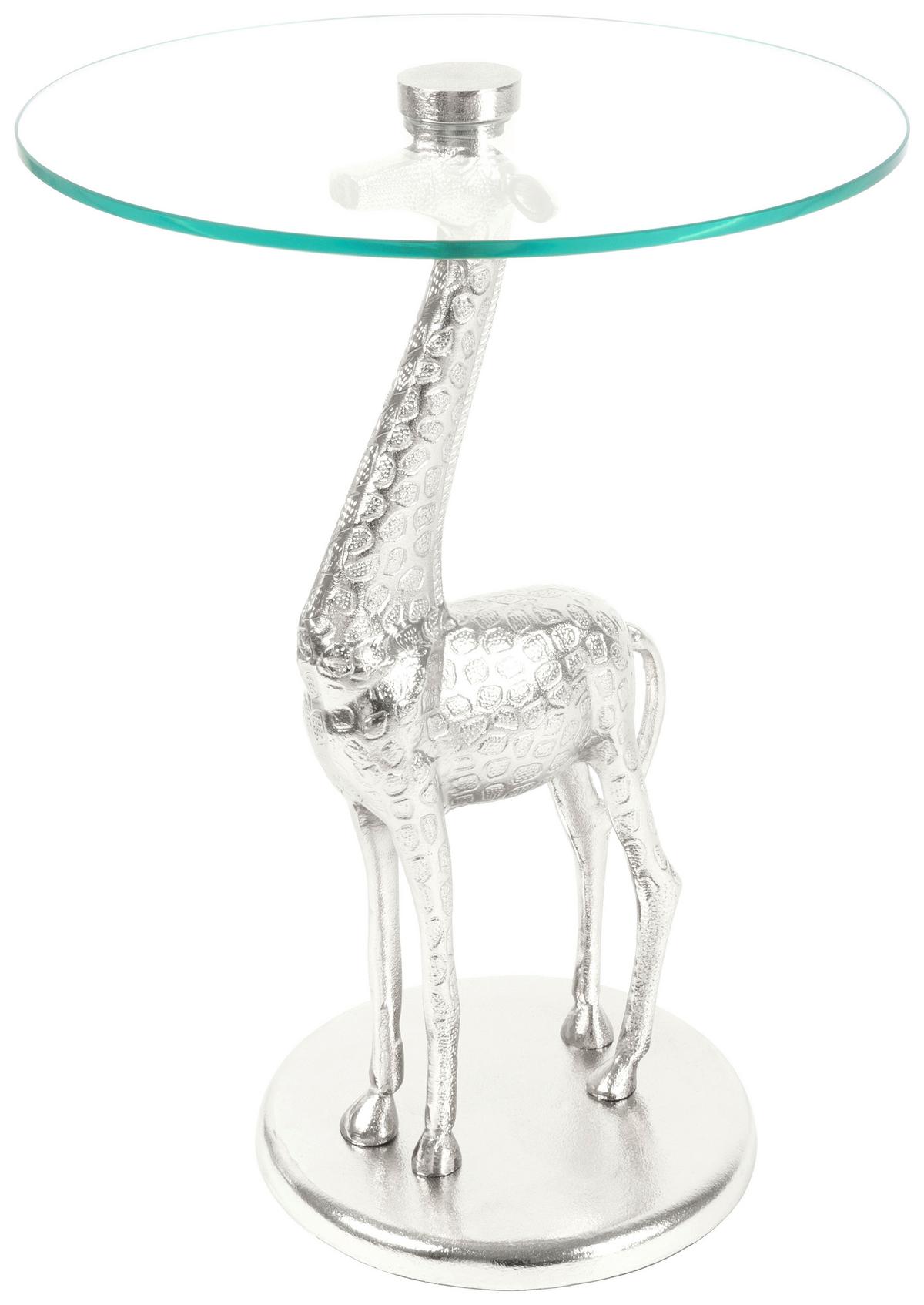 Beistelltisch Animalty 225 Silberfarben B: 58 Cm - Silberfarben, Design, Glas/Metall (40/40/58cm) - Kayoom