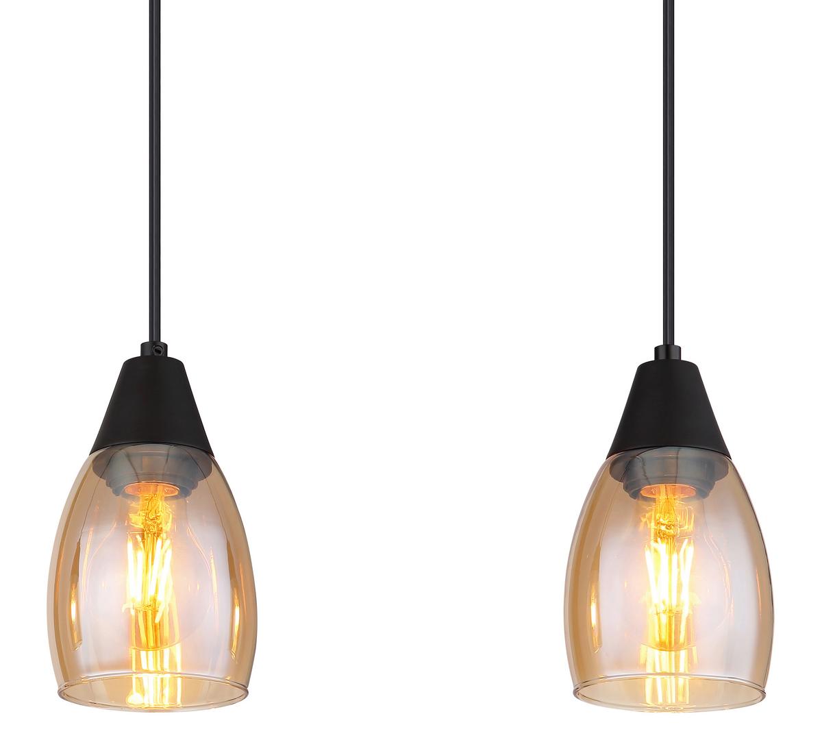 Hängeleuchte 15705-3h - Schwarz, Design, Glas/Kunststoff (55/10/120cm) - Globo