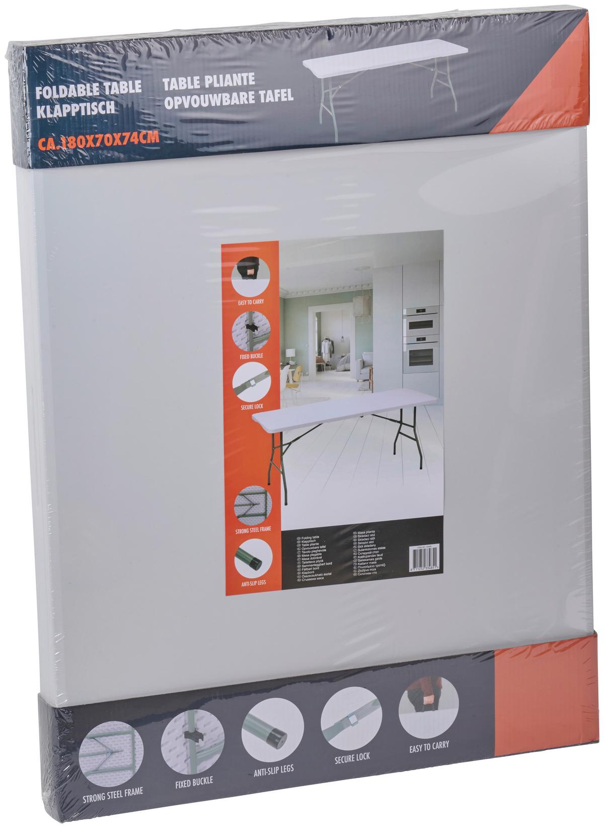 Klapptisch Table Foldable - Weiß, Basics, Kunststoff (180/70/74cm)