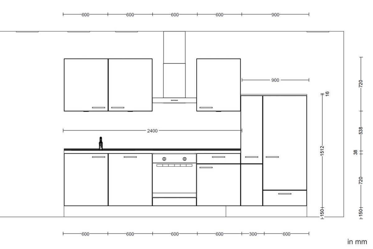 Küchenleerblock Easytouch Low-Line, L11 Rechts - Blau/Eichefarben, MODERN, Holzwerkstoff (330cm) - Nobilia