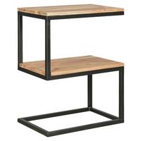 Beistelltisch S-Form Akola, Akazie Massiv/Schwarz - Schwarz/Akaziefarben, Design, Holz/Metall (45/30/60cm) - MID.YOU