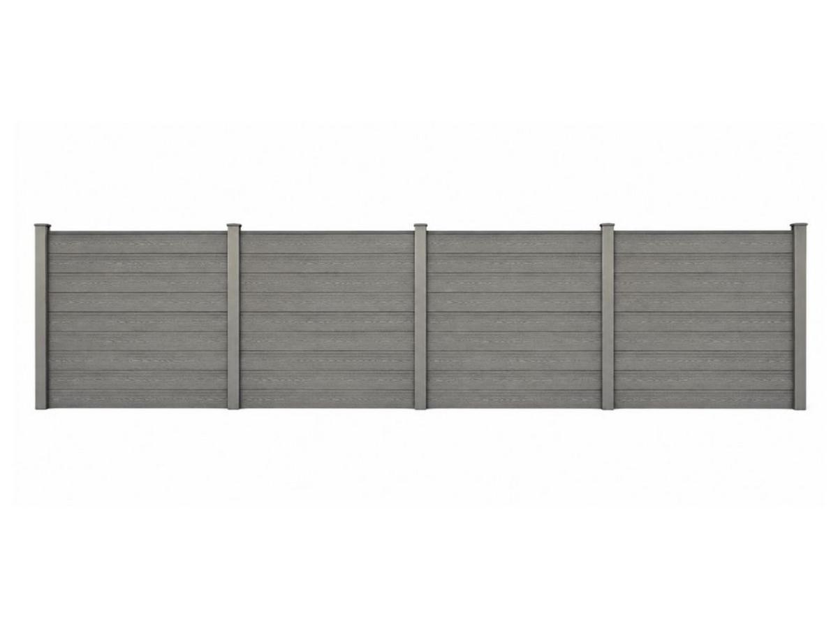 Sichtschutz CARACAS 5xElement + 6 Pfosten, grau - Grau, Basics, Kunststoff (960/10/170cm)